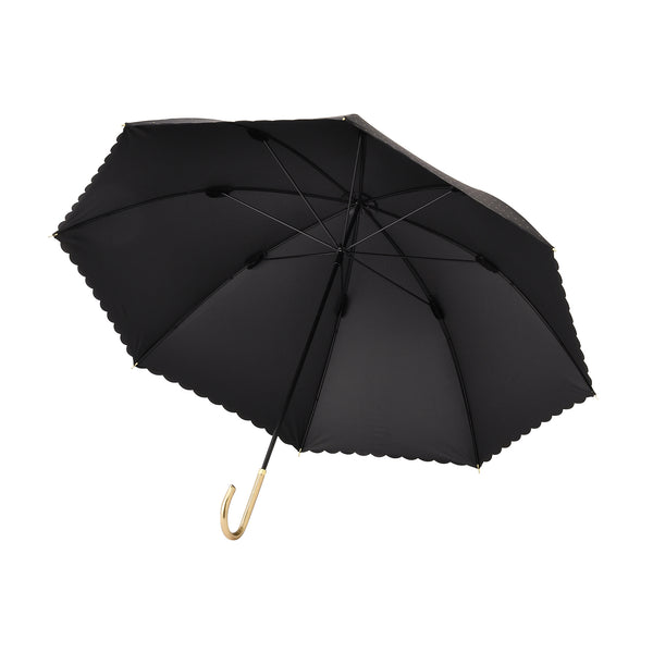 遮光 ドットグリッターヒートカット 長傘 58cm ブラック（晴雨兼用）