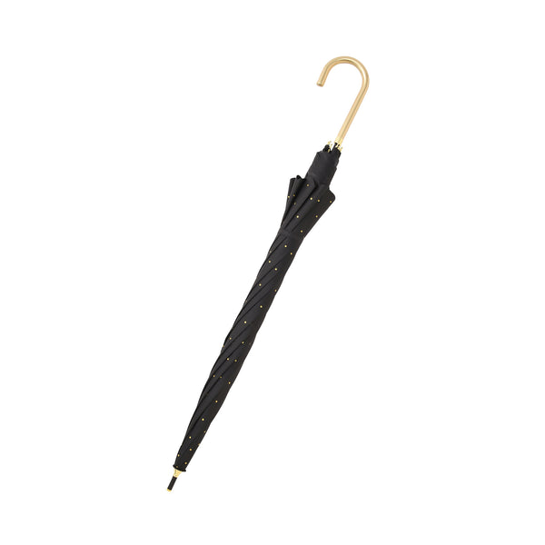 遮光 ドットグリッターヒートカット 長傘 58cm ブラック（晴雨兼用）