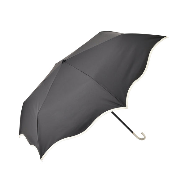 遮光 ウェーブパイピング 折りたたみ傘 50cm ブラック（晴雨兼用）