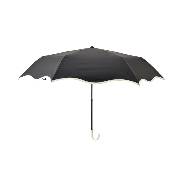 遮光 ウェーブパイピング 折りたたみ傘 50cm ブラック（晴雨兼用）