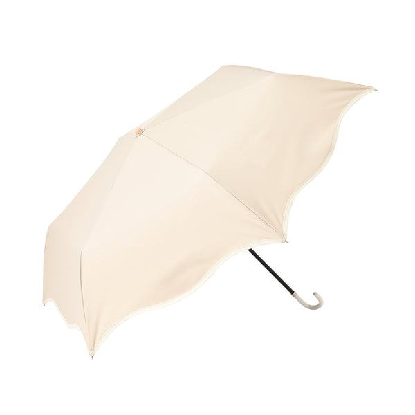 遮光 ウェーブパイピング 折りたたみ傘 50cm ベージュ（晴雨兼用）