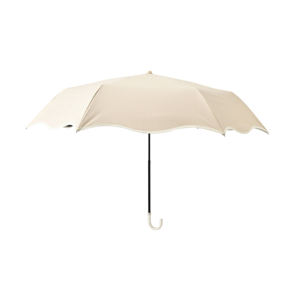 遮光 ウェーブパイピング 折りたたみ傘 50cm ベージュ（晴雨兼用）
