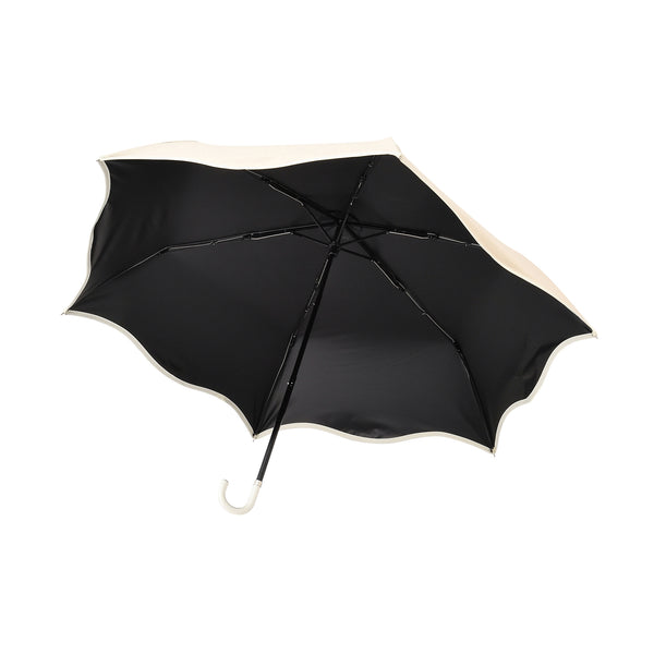 遮光 ウェーブパイピング 折りたたみ傘 50cm ベージュ（晴雨兼用）