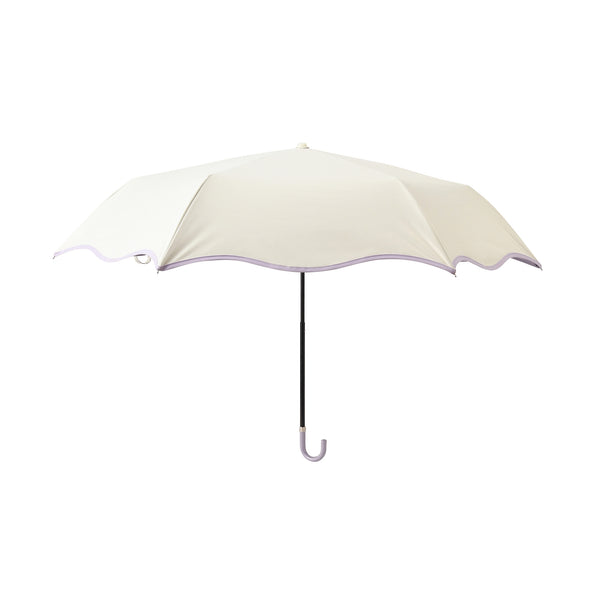 遮光 ウェーブパイピング 折りたたみ傘 50cm ホワイト（晴雨兼用）