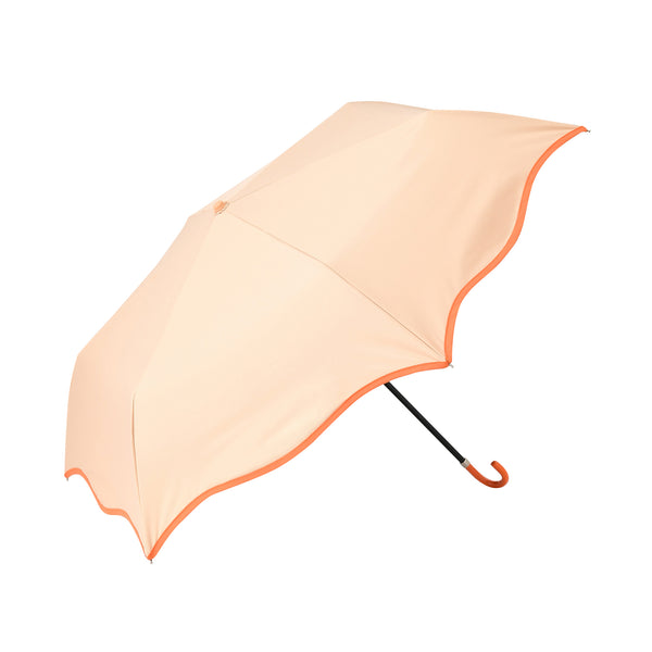 遮光 ウェーブパイピング 折りたたみ傘 50cm オレンジ（晴雨兼用）
