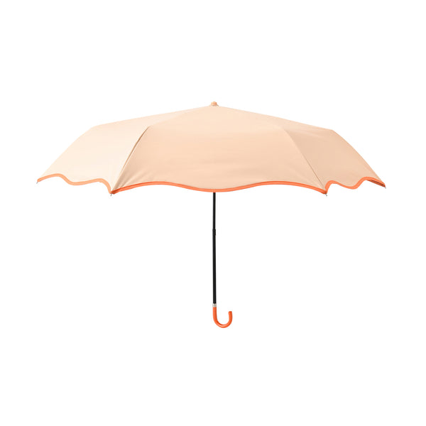 遮光 ウェーブパイピング 折りたたみ傘 50cm オレンジ（晴雨兼用）
