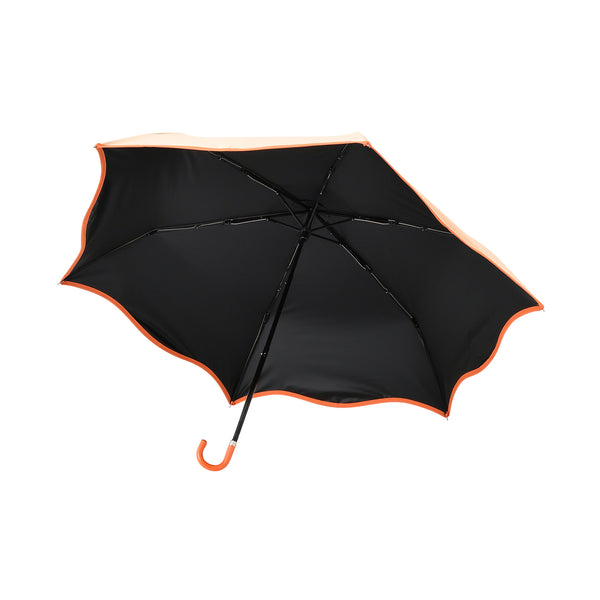 遮光 ウェーブパイピング 折りたたみ傘 50cm オレンジ（晴雨兼用）