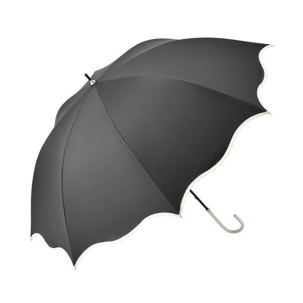 遮光 ウェーブパイピング 長傘 58cm ブラック（晴雨兼用）
