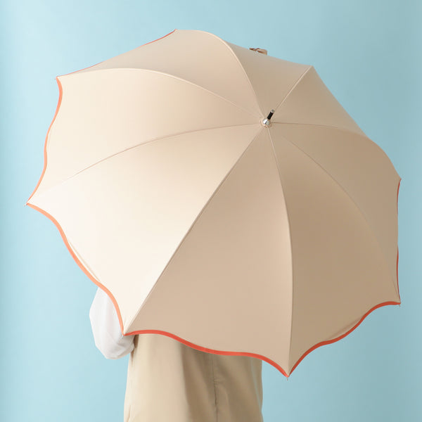遮光 ウェーブパイピング 長傘 58cm ホワイト（晴雨兼用）