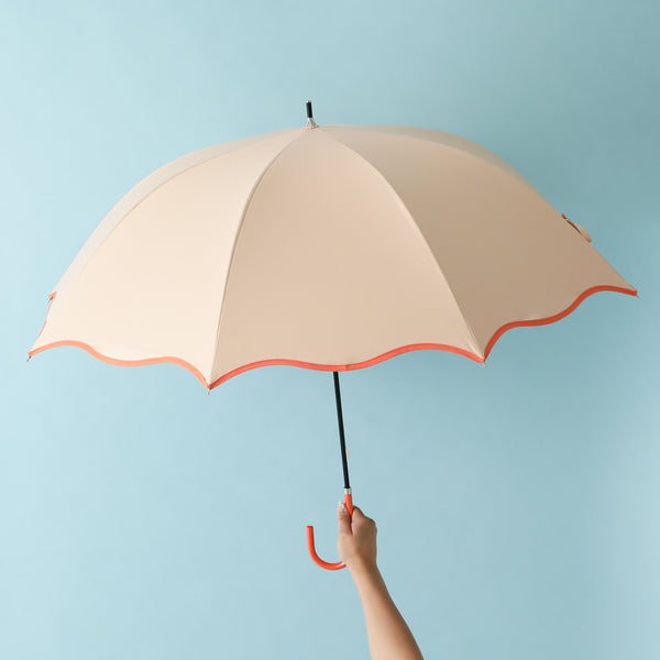 遮光 ウェーブパイピング 長傘 58cm ホワイト（晴雨兼用）