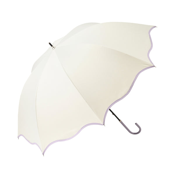遮光 ウェーブパイピング 長傘 58cm ホワイト（晴雨兼用）