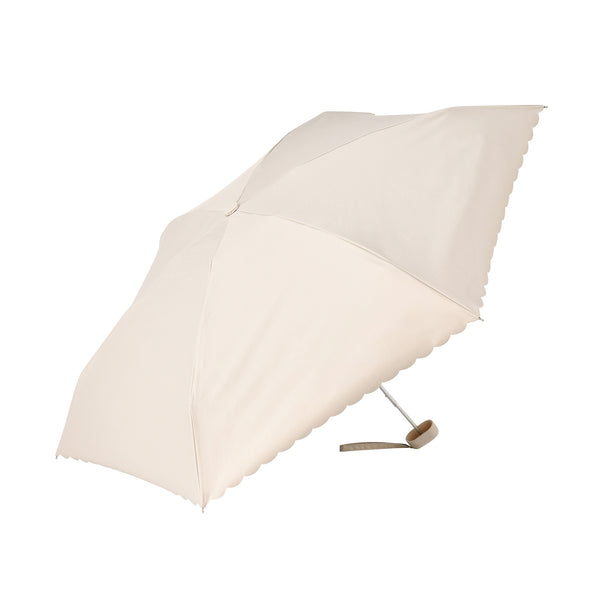 遮光 コンパクト スカラップ 折りたたみ傘 47cm ライトベージュ（晴雨兼用）