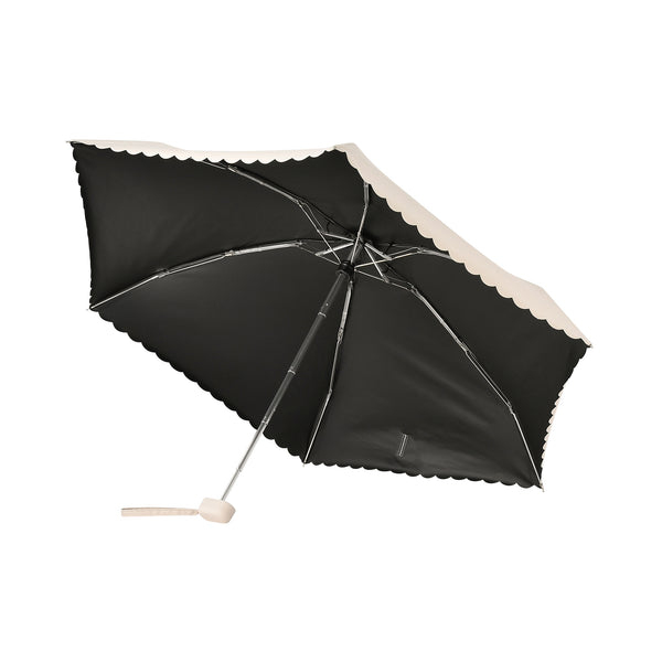 遮光 コンパクト スカラップ 折りたたみ傘 47cm ライトベージュ（晴雨兼用）