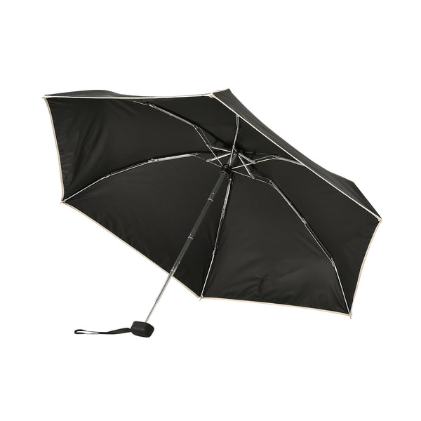 遮光 コンパクト パイピング 折りたたみ傘 47cm ブラック（晴雨兼用）