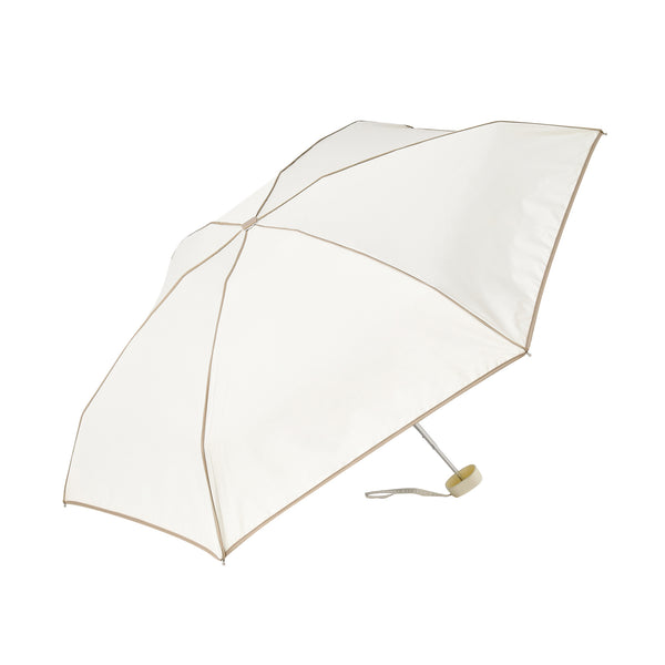 遮光 コンパクト パイピング 折りたたみ傘 47cm アイボリー（晴雨兼用）
