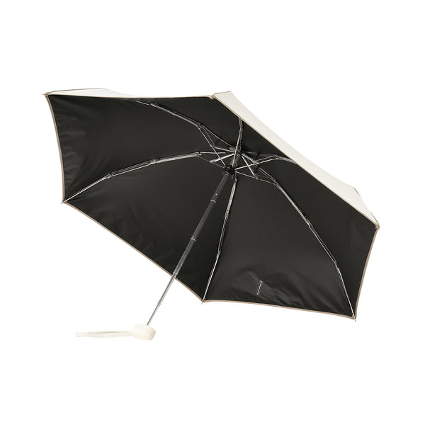 遮光 コンパクト パイピング 折りたたみ傘 47cm アイボリー（晴雨兼用）