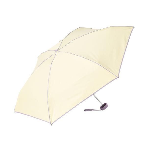 遮光 コンパクト パイピング 折りたたみ傘 47cm イエロー（晴雨兼用）