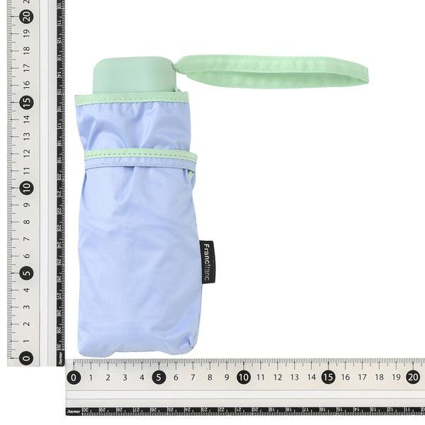 遮光 コンパクト パイピング 折りたたみ傘 47cm ブルー（晴雨兼用）