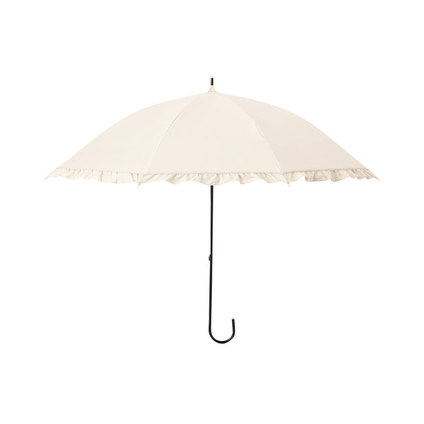 遮光 クラシックフリル 長傘 50cm ベージュ（晴雨兼用）