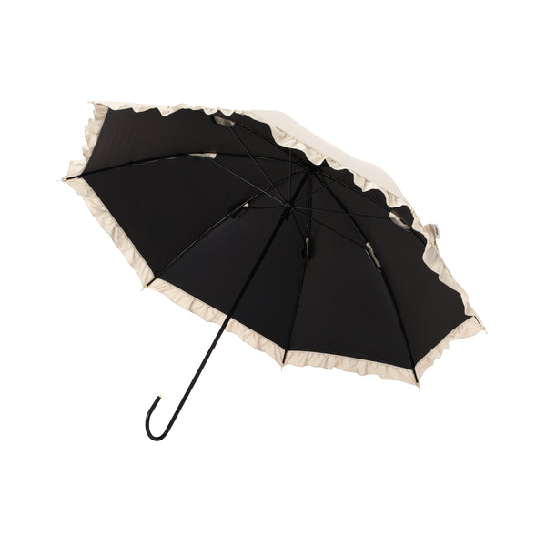 遮光 クラシックフリル 長傘 50cm ベージュ（晴雨兼用）