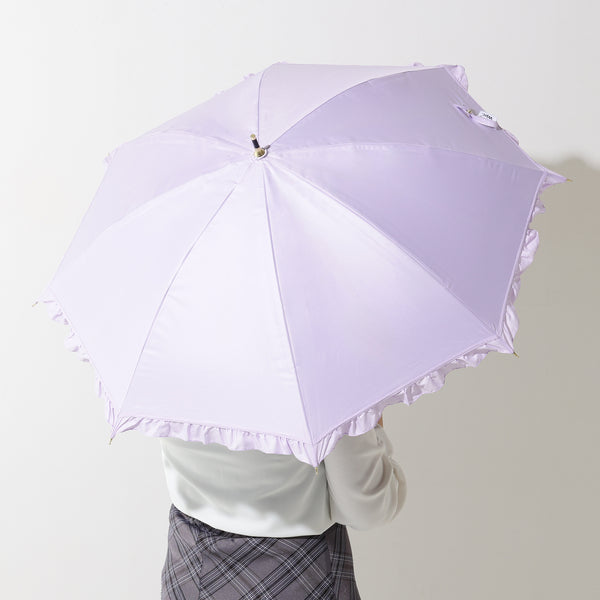遮光 クラシックフリル 長傘 50cm ラベンダー（晴雨兼用）
