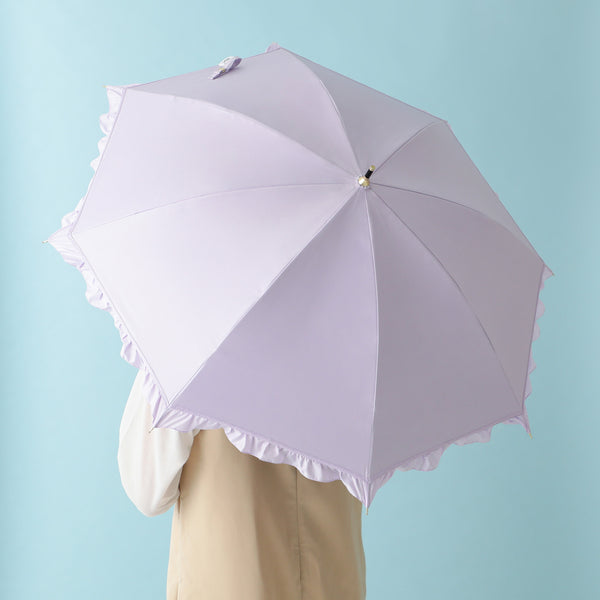 遮光 クラシックフリル 長傘 50cm ネイビー（晴雨兼用）