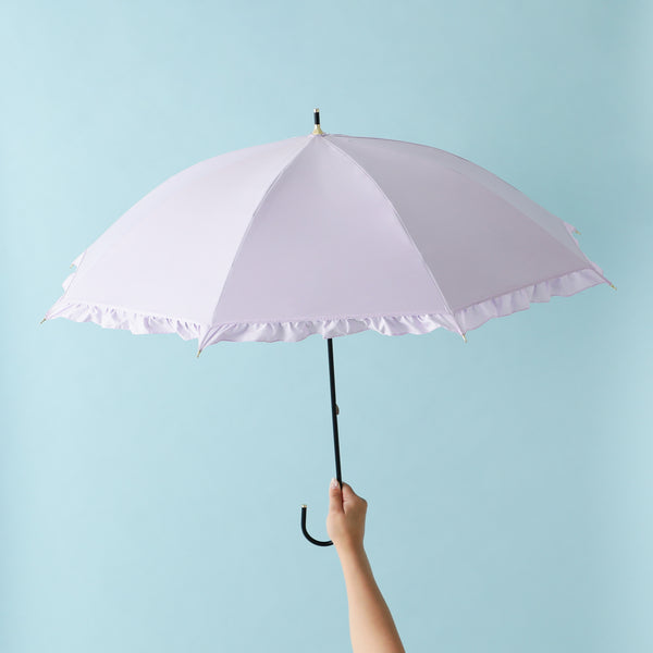 遮光 クラシックフリル 長傘 50cm ネイビー（晴雨兼用）