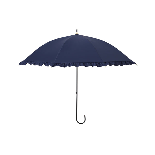 遮光 クラシックフリル 長傘 50cm ネイビー（晴雨兼用）