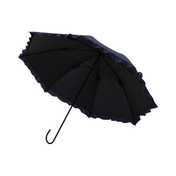 遮光 クラシックフリル 長傘 50cm ネイビー（晴雨兼用）