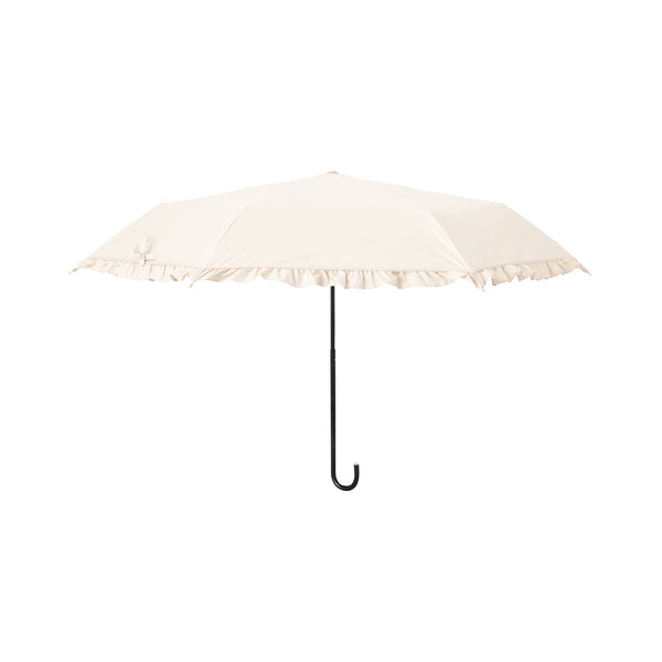 遮光 クラシックフリル 折りたたみ傘 50cm ベージュ（晴雨兼用）
