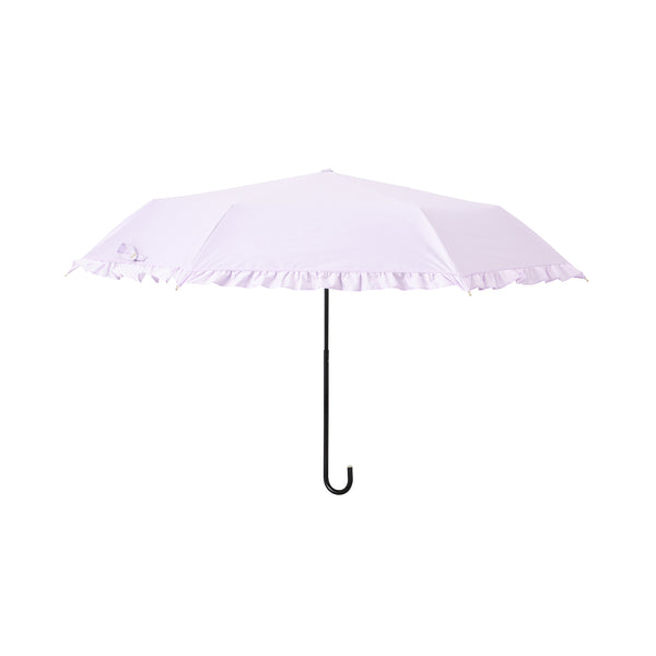 遮光 クラシックフリル 折りたたみ傘 50cm ラベンダー（晴雨兼用）