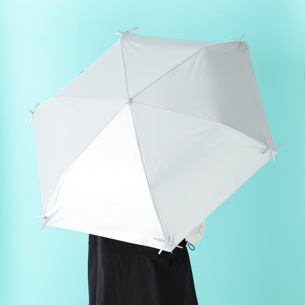 遮光 リボン 折りたたみ傘 50cm シルバー（晴雨兼用）