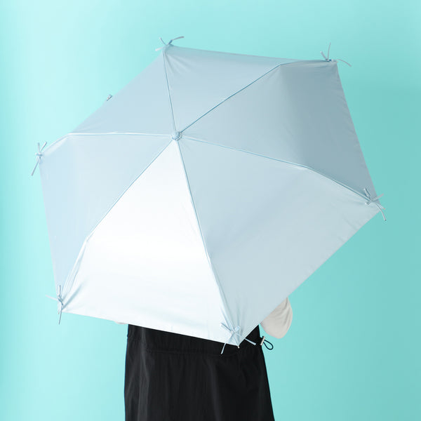 遮光 リボン 折りたたみ傘 50cm ライトブルー（晴雨兼用）