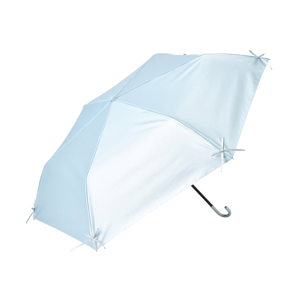 遮光 リボン 折りたたみ傘 50cm ライトブルー（晴雨兼用）