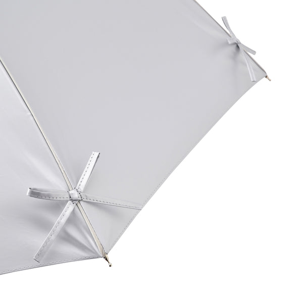 遮光 リボン 長傘 50cm シルバー（晴雨兼用）