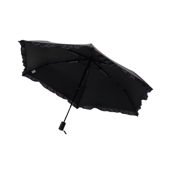 自動開閉 遮光クラシックフリル 折りたたみ傘 50cm ブラック（晴雨兼用）