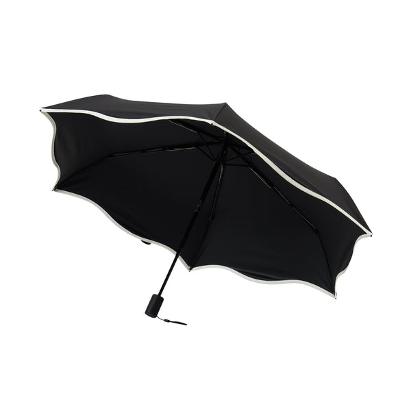自動開閉 遮光 ウェーブパイピング 折りたたみ傘 50cm ブラック（晴雨兼用）