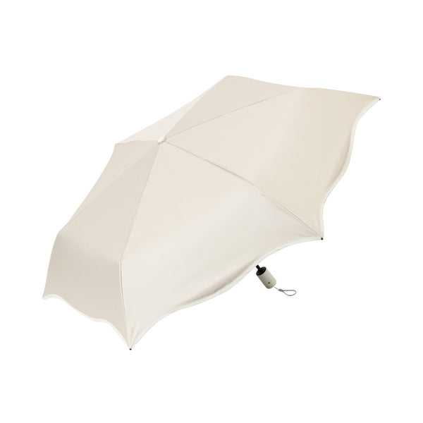 自動開閉 遮光 ウェーブパイピング 折りたたみ傘 50cm ベージュ（晴雨兼用）