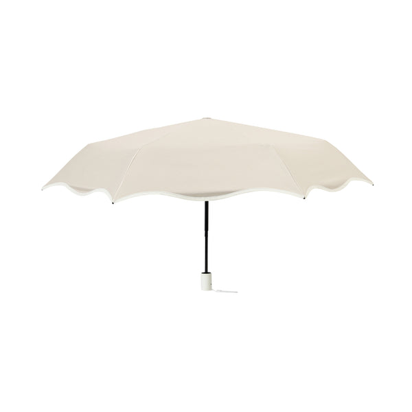 自動開閉 遮光 ウェーブパイピング 折りたたみ傘 50cm ベージュ（晴雨兼用）