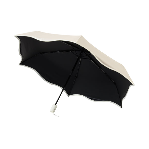 自動開閉 遮光 ウェーブパイピング 折りたたみ傘 50cm ベージュ（晴雨兼用）
