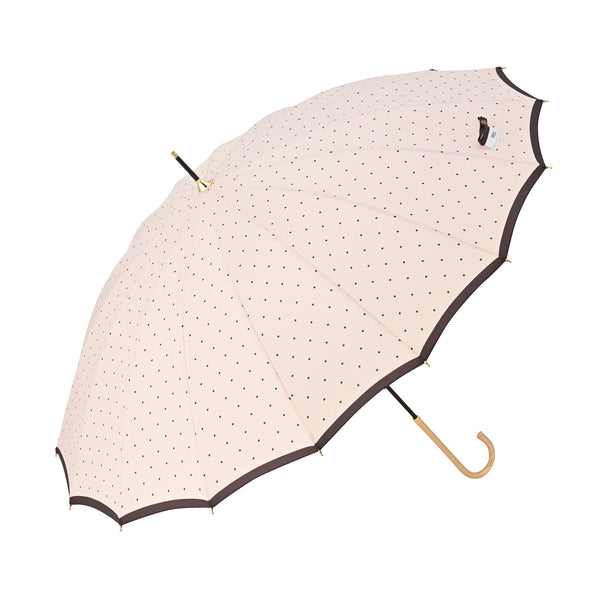 16本骨ピンドット 長傘 55cm ピンク
