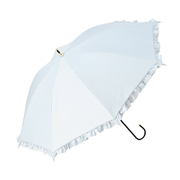 遮光クラシックフリル 長傘 50cm サックスブルー（晴雨兼用）