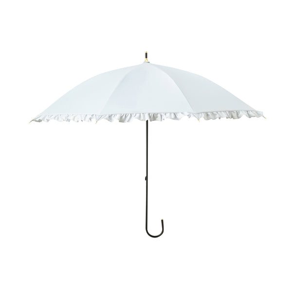 遮光クラシックフリル 長傘 50cm サックスブルー（晴雨兼用）