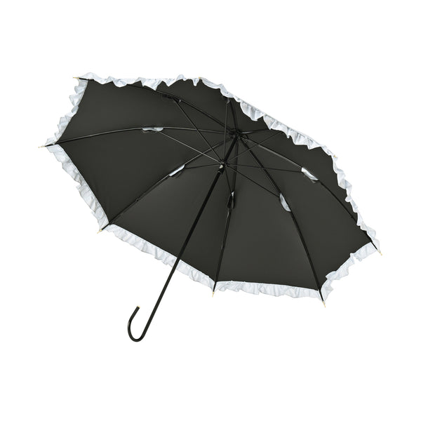 遮光クラシックフリル 長傘 50cm サックスブルー（晴雨兼用）