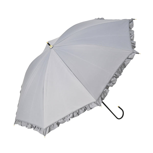 遮光クラシックフリル 長傘 50cm グレー（晴雨兼用）