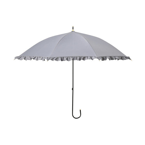 遮光クラシックフリル 長傘 50cm グレー（晴雨兼用）