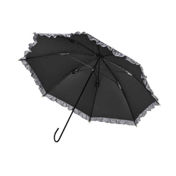 遮光クラシックフリル 長傘 50cm グレー（晴雨兼用）