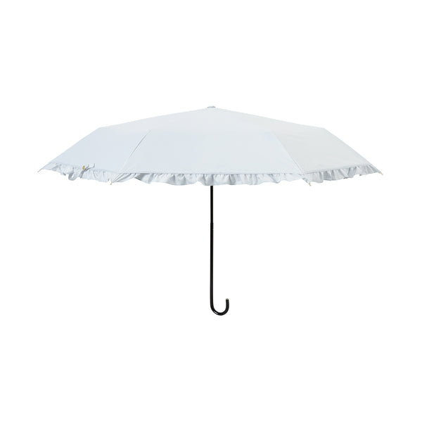 遮光クラシックフリル 折りたたみ傘 50cm サックスブルー（晴雨兼用）