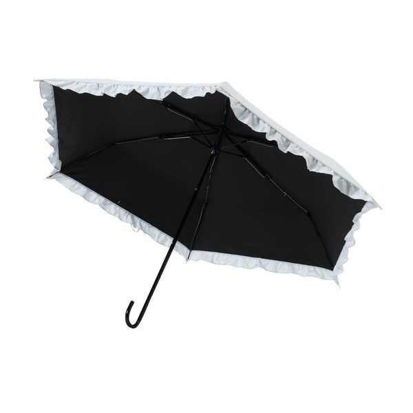 遮光クラシックフリル 折りたたみ傘 50cm サックスブルー（晴雨兼用）