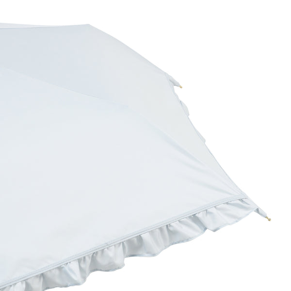 遮光クラシックフリル 折りたたみ傘 50cm サックスブルー（晴雨兼用）